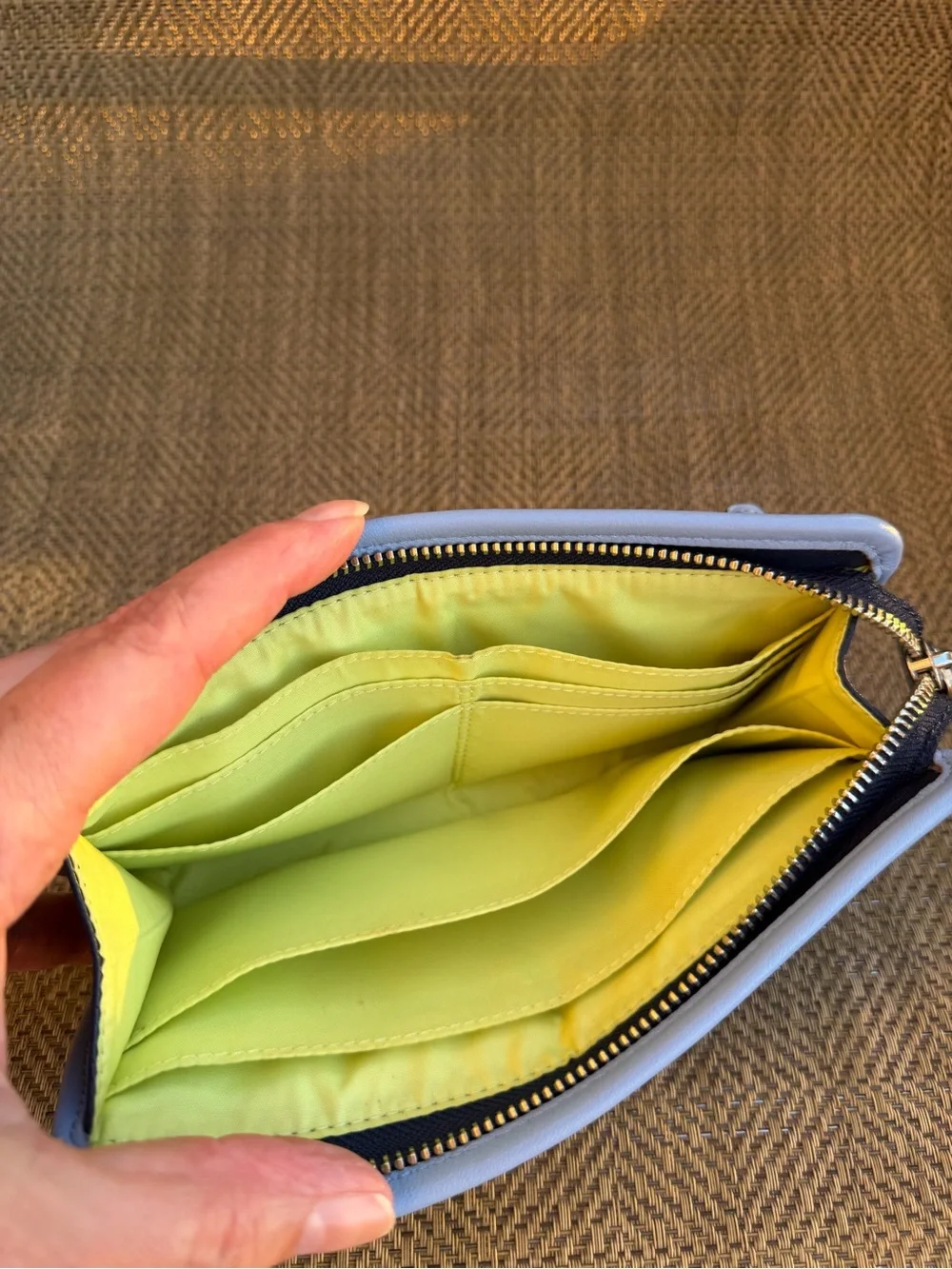 Coach Legacy Archive Zippy Wallet NAVY/CHAMBRAY Leather Clutch Wristlet